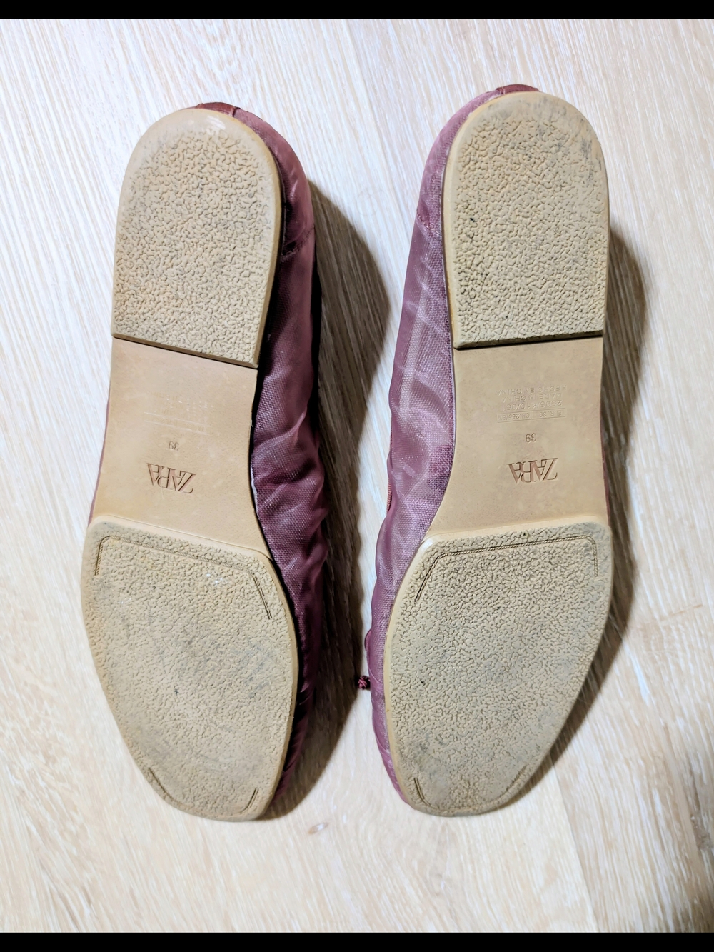 Zara Pink Mesh Ballet Flats Bow Elastic Strap Shoes Size 8.5 Pleated Ballerina - Picture 3 of 5